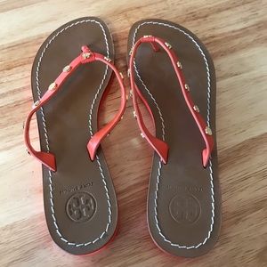 Tory Burch Ricky Flip Flops in Orange